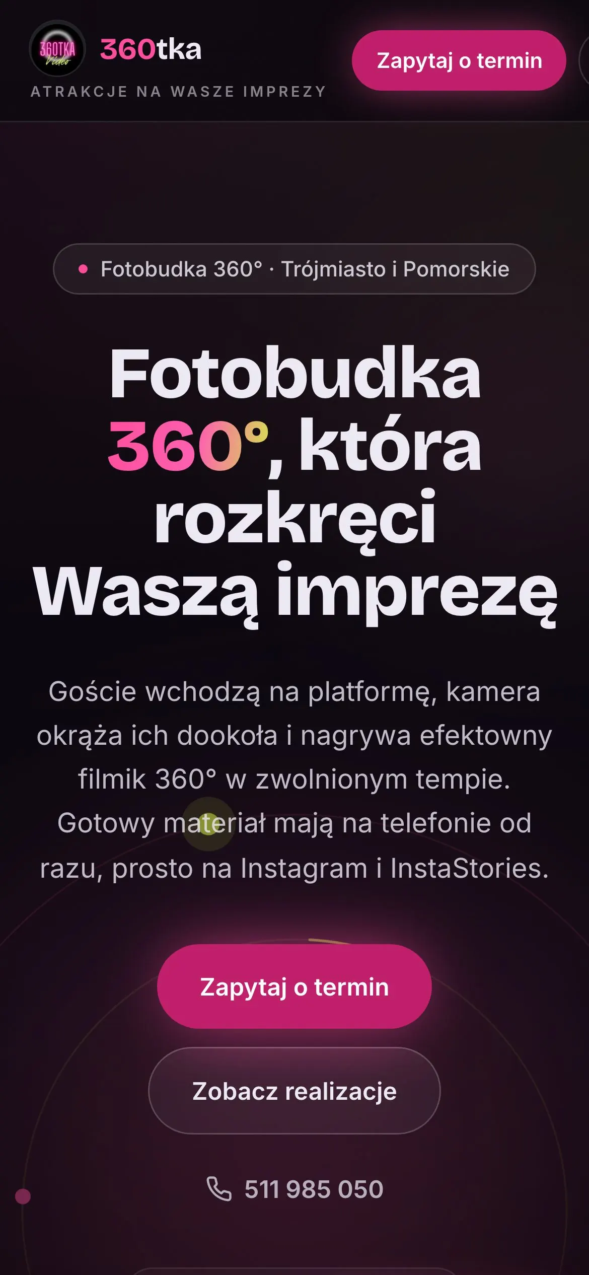 Strona 360tka na ekranie telefonu